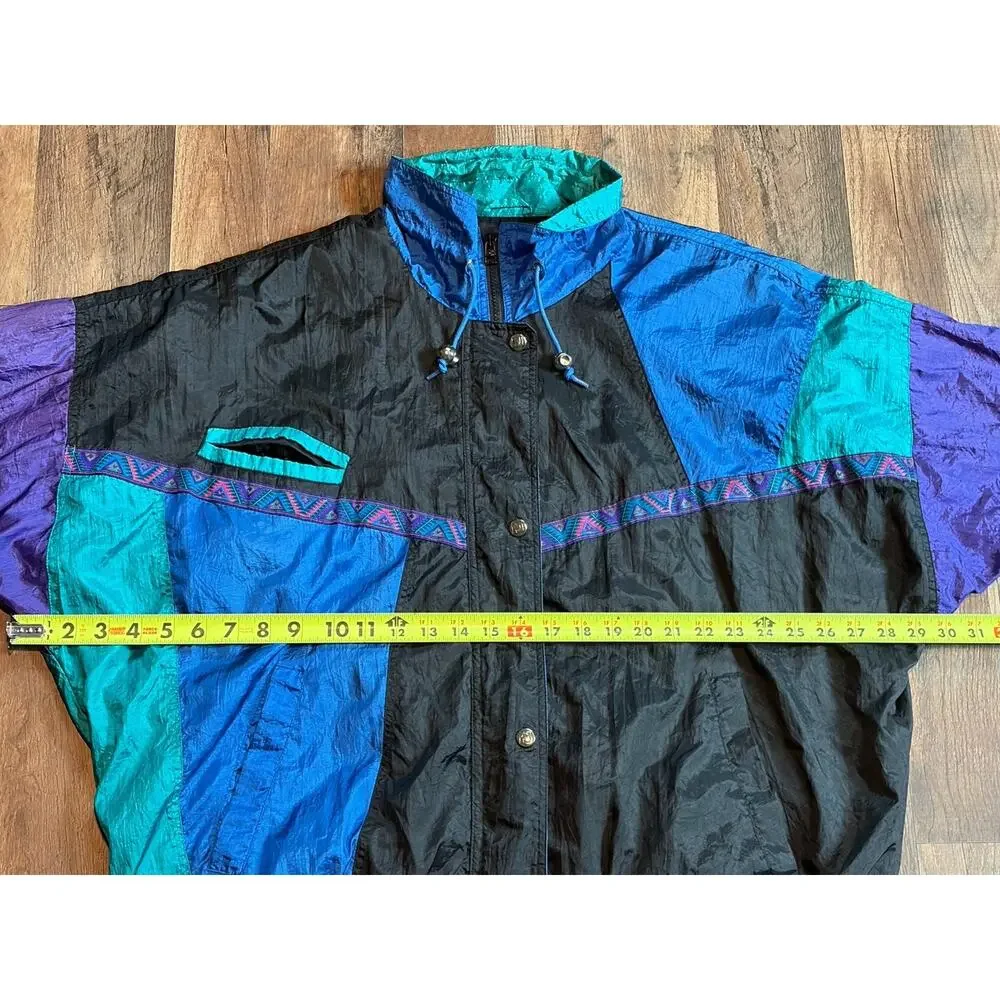 Vintage Andy Johns Sport Size XL 80's Multicolor Windbreaker Jacket